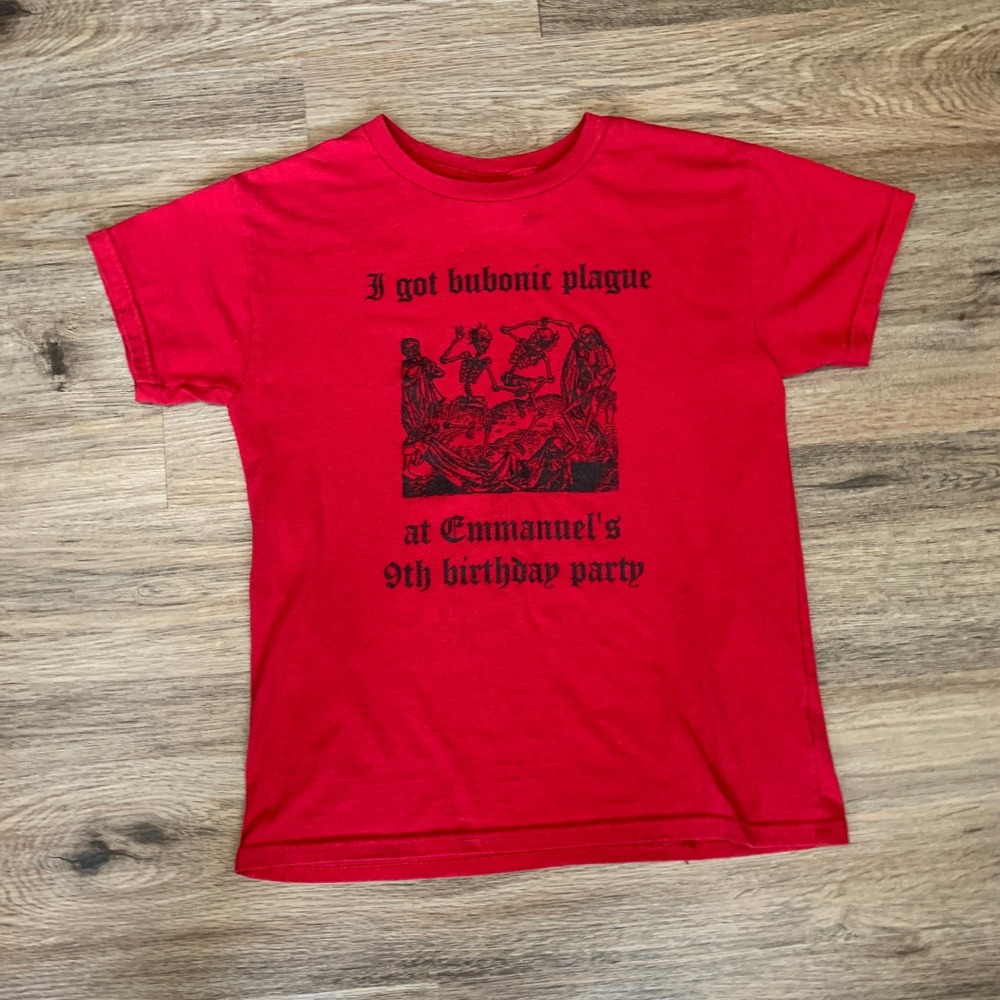Funny Meme Bubonic Plague Birthday Party Graphic Hanes Kids T-Shirt YL 14-16